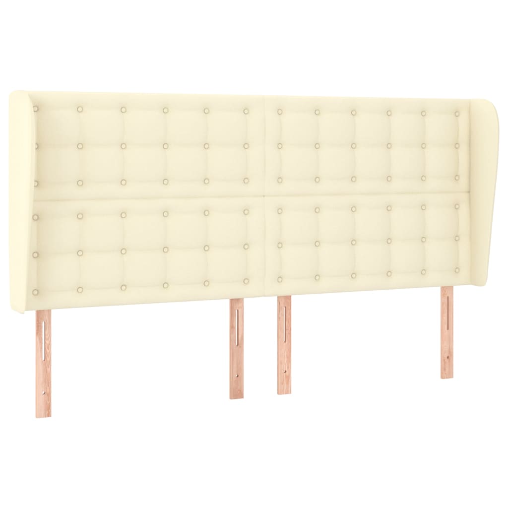 sengegavl med kanter 183x23x118/128 cm kunstlæder cremefarvet