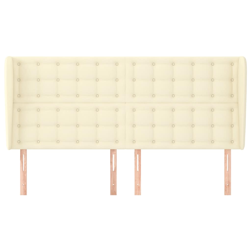 sengegavl med kanter 183x23x118/128 cm kunstlæder cremefarvet