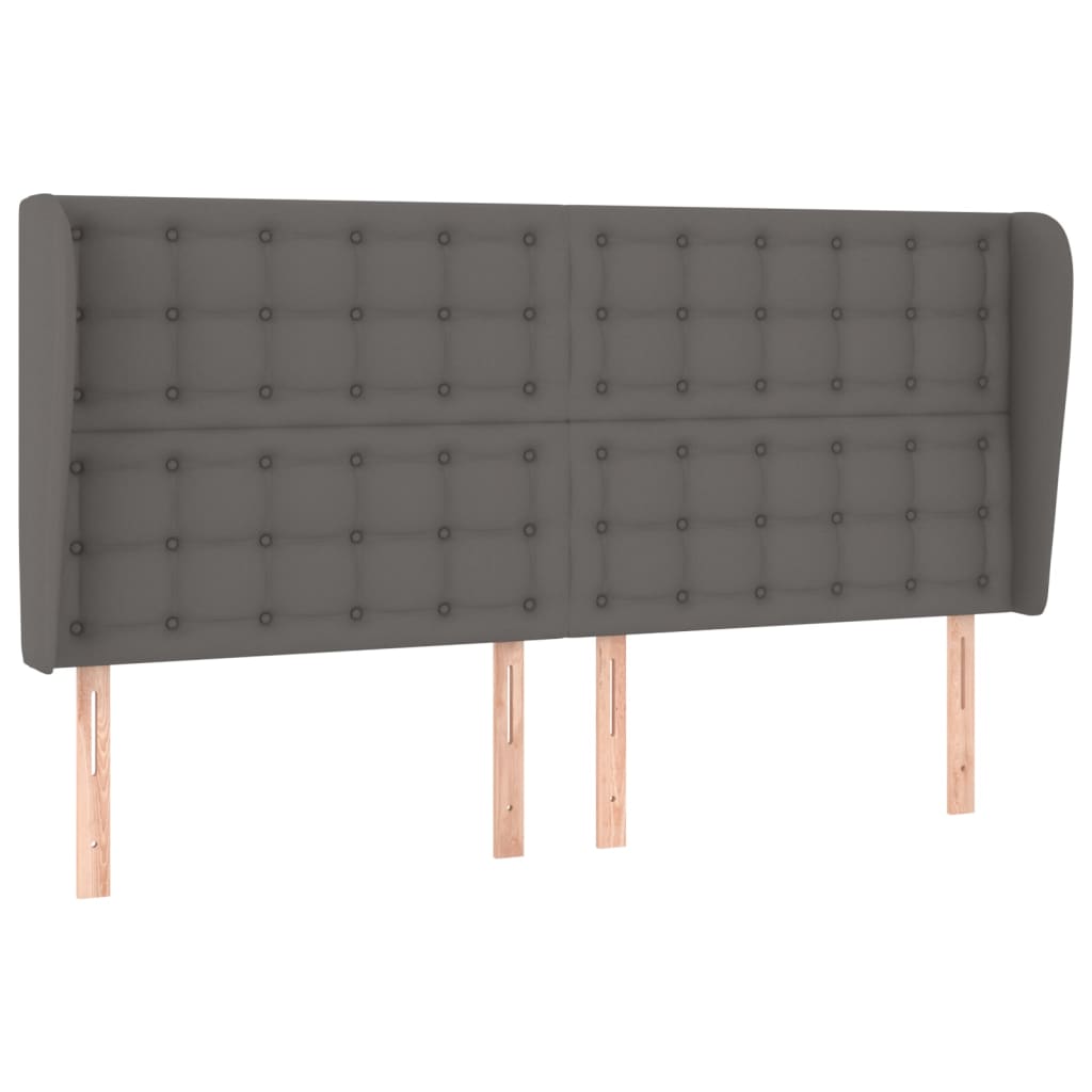 sengegavl med kanter 183x23x118/128 cm kunstlæder grå