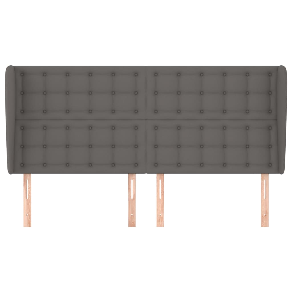 sengegavl med kanter 183x23x118/128 cm kunstlæder grå
