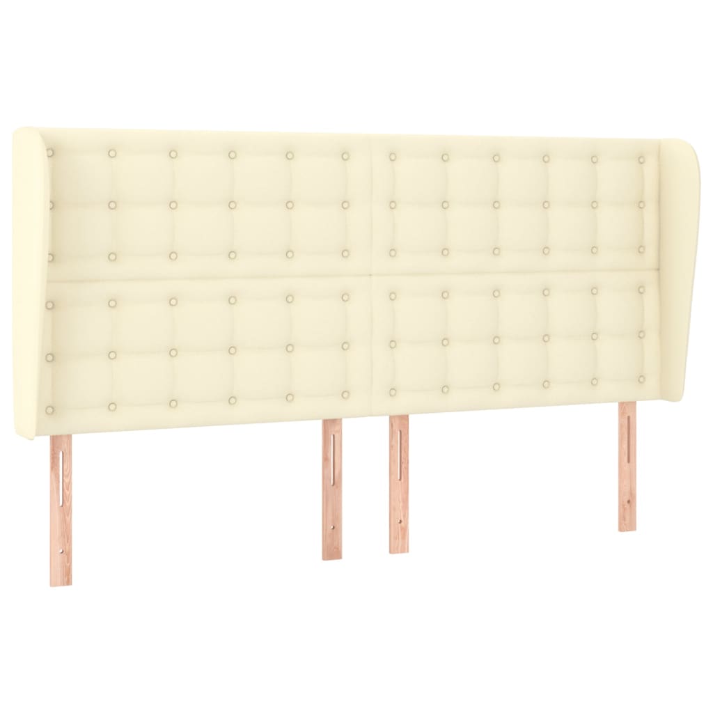 sengegavl med kanter 203x23x118/128 cm kunstlæder cremefarvet