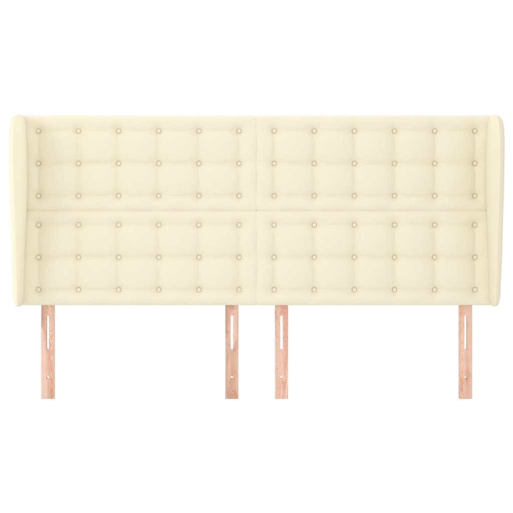 sengegavl med kanter 203x23x118/128 cm kunstlæder cremefarvet