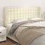 sengegavl med kanter 203x23x118/128 cm kunstlæder cremefarvet