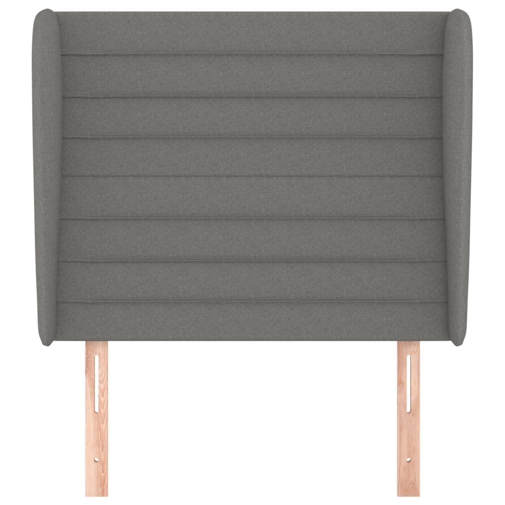 sengegavl med kanter 83x23x118/128 cm stof mørkegrå