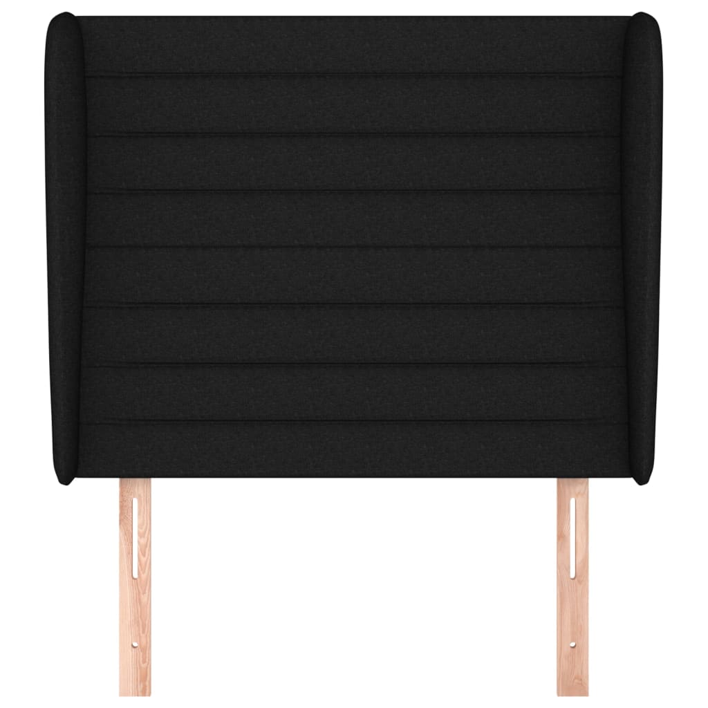 sengegavl med kanter 83x23x118/128 cm stof sort