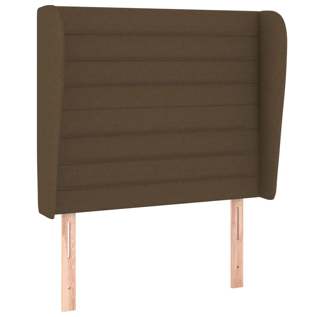 sengegavl med kanter 83x23x118/128 cm stof mørkebrun