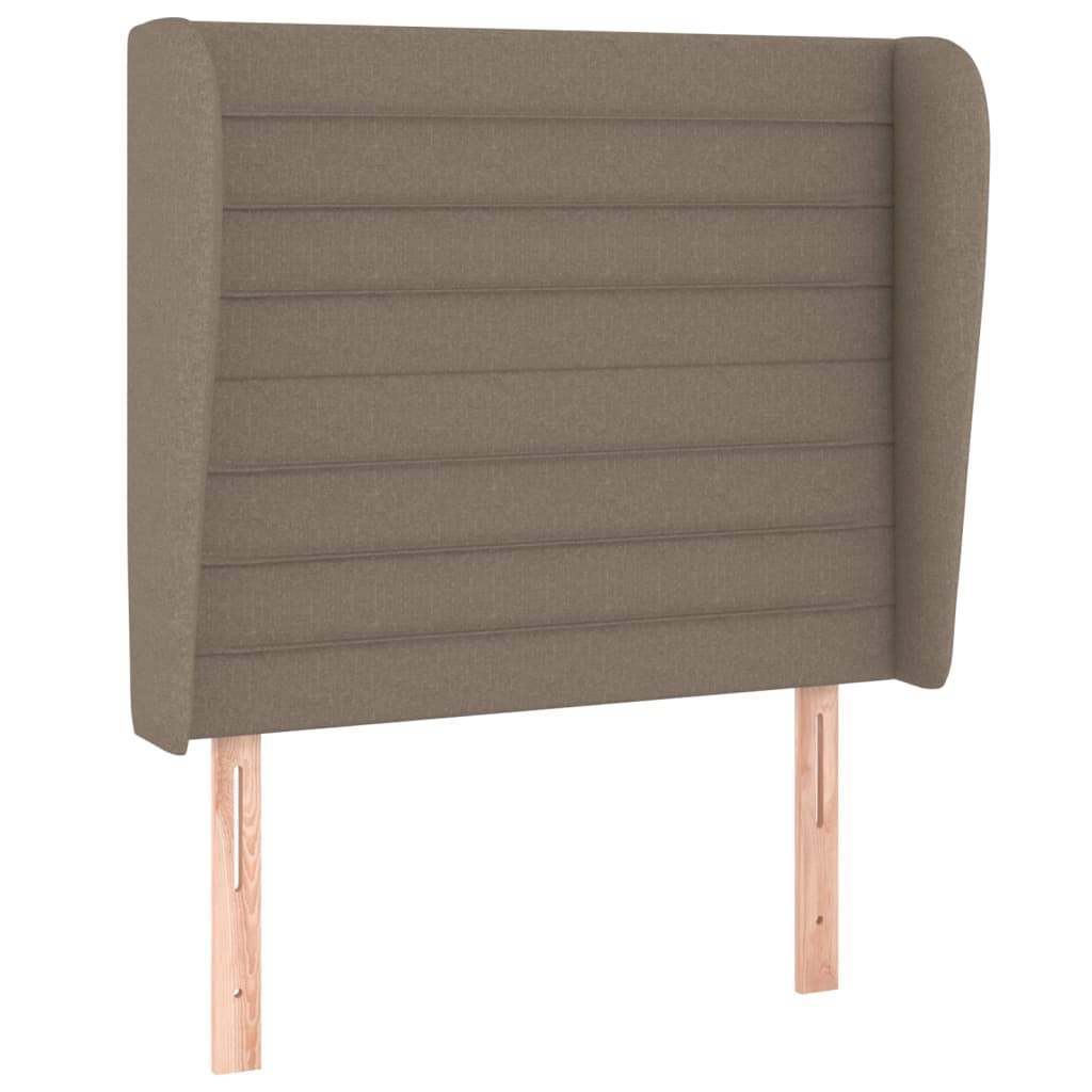 sengegavl med kanter 83x23x118/128 cm stof gråbrun