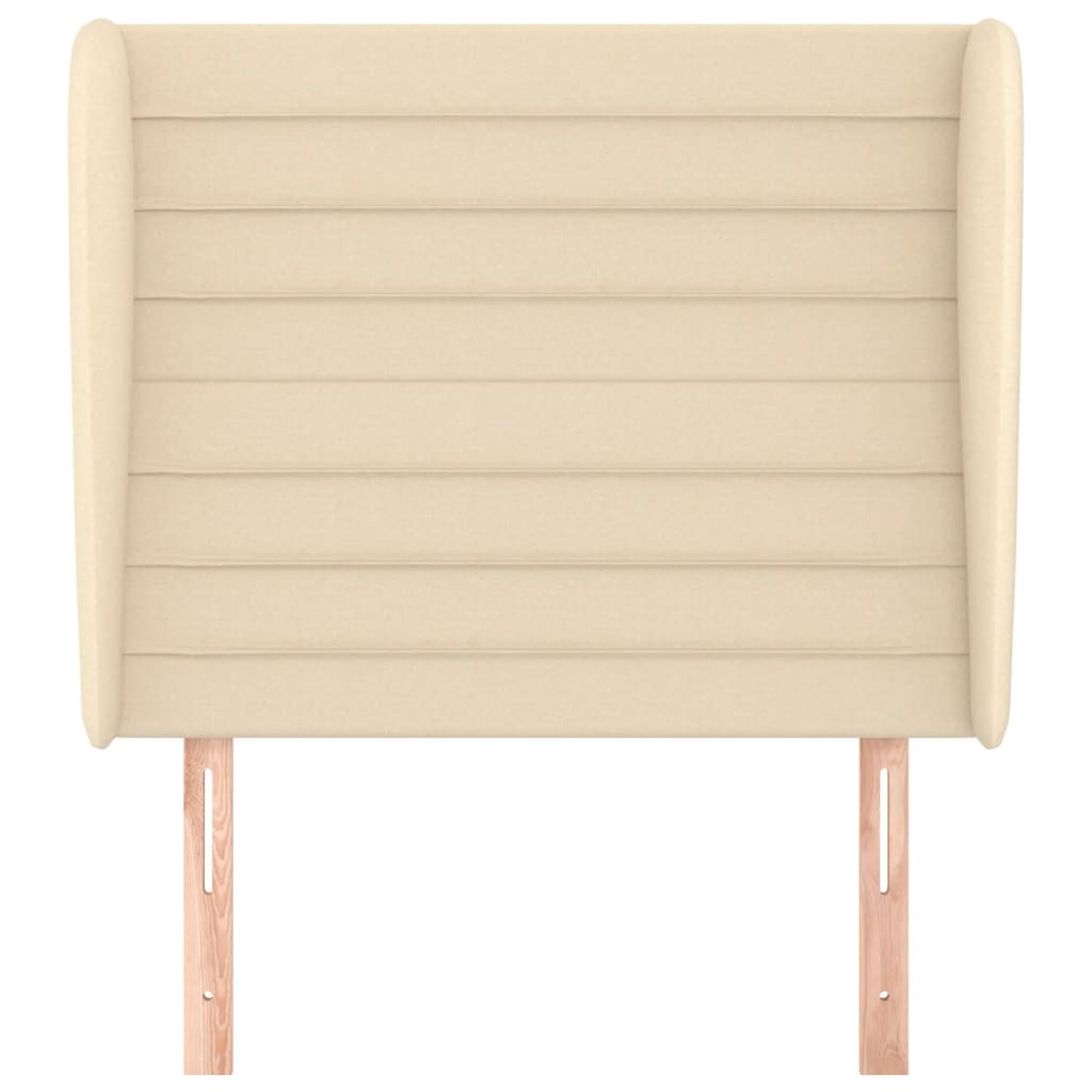 sengegavl med kanter 83x23x118/128 cm stof cremefarvet