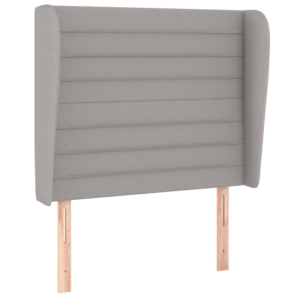 sengegavl med kanter 93x23x118/128 cm stof lysegrå