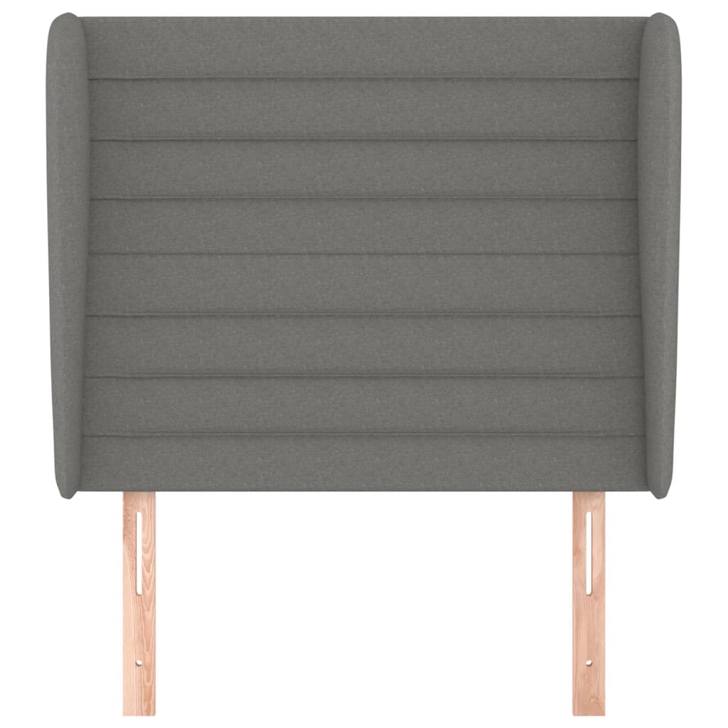 sengegavl med kanter 93x23x118/128 cm stof mørkegrå