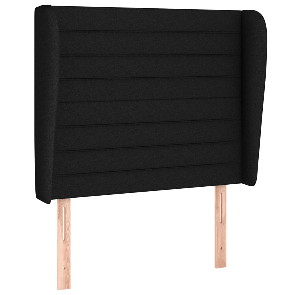 sengegavl med kanter 93x23x118/128 cm stof sort