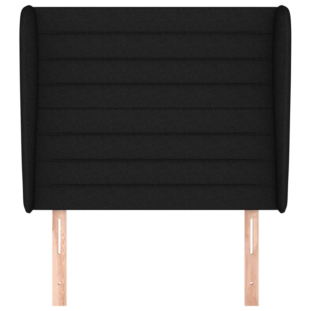sengegavl med kanter 93x23x118/128 cm stof sort