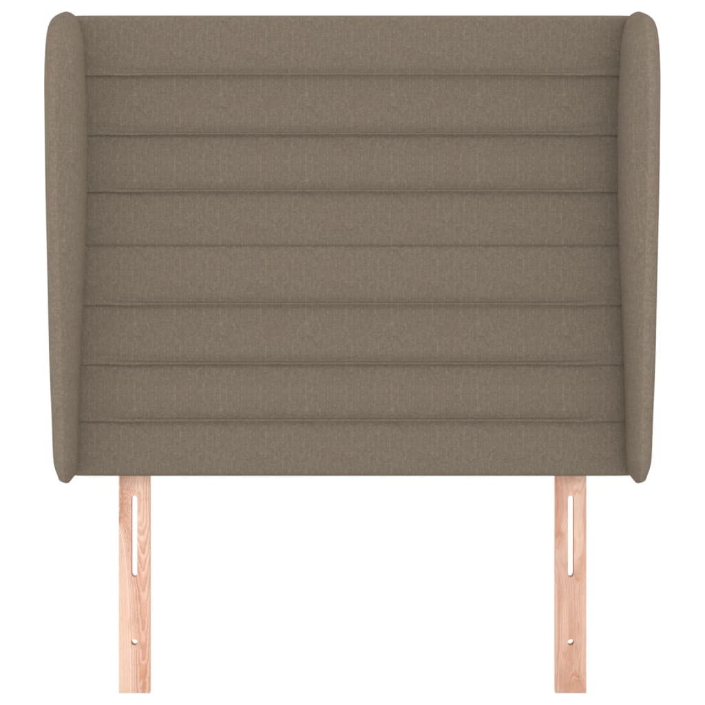 sengegavl med kanter 93x23x118/128 cm stof gråbrun