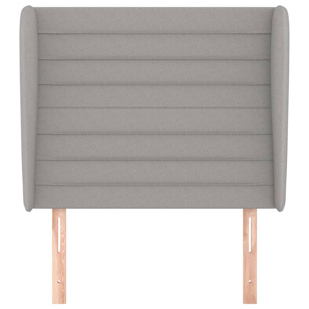 sengegavl med kanter 103x23x118/128 cm stof lysegrå