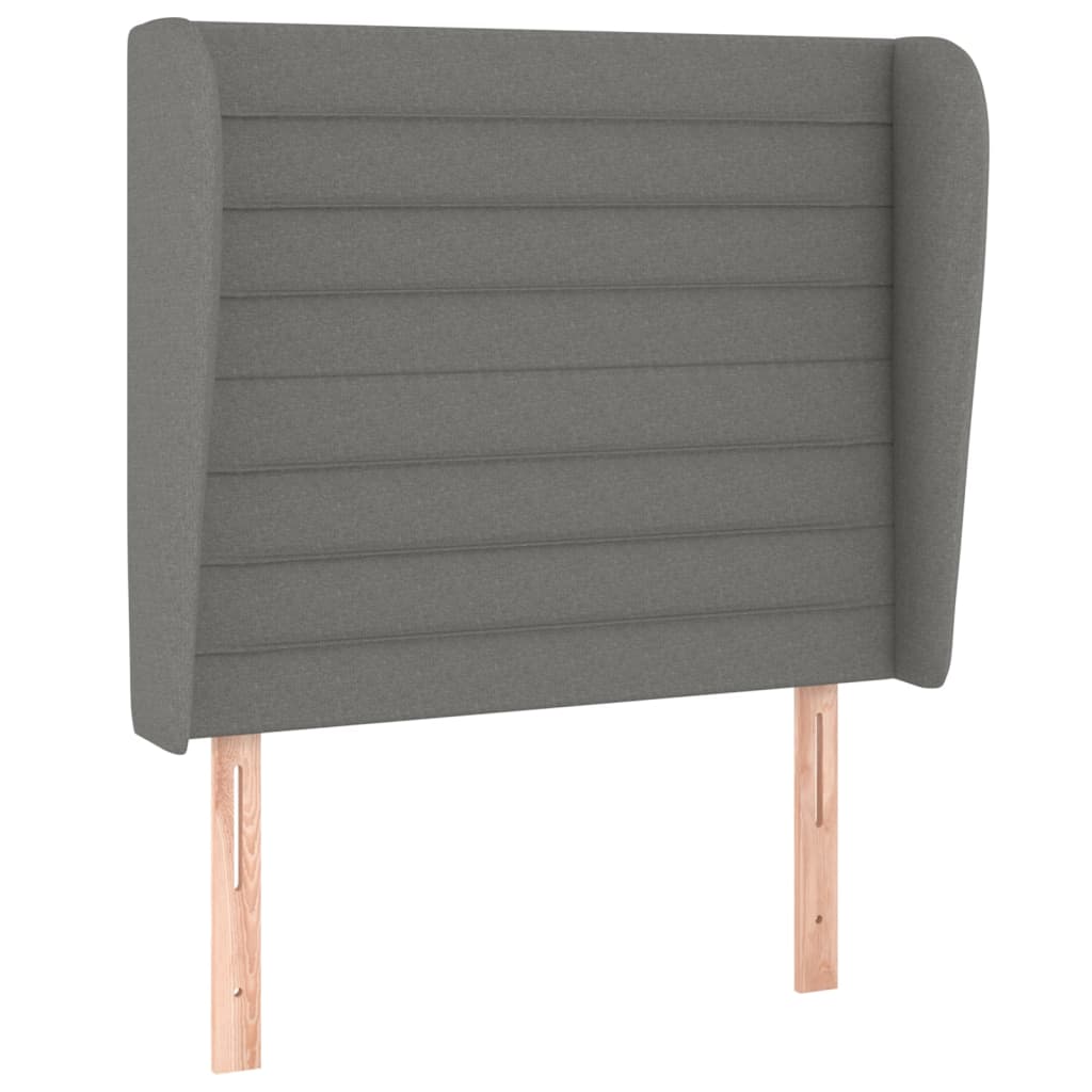 sengegavl med kanter 103x23x118/128 cm stof mørkegrå