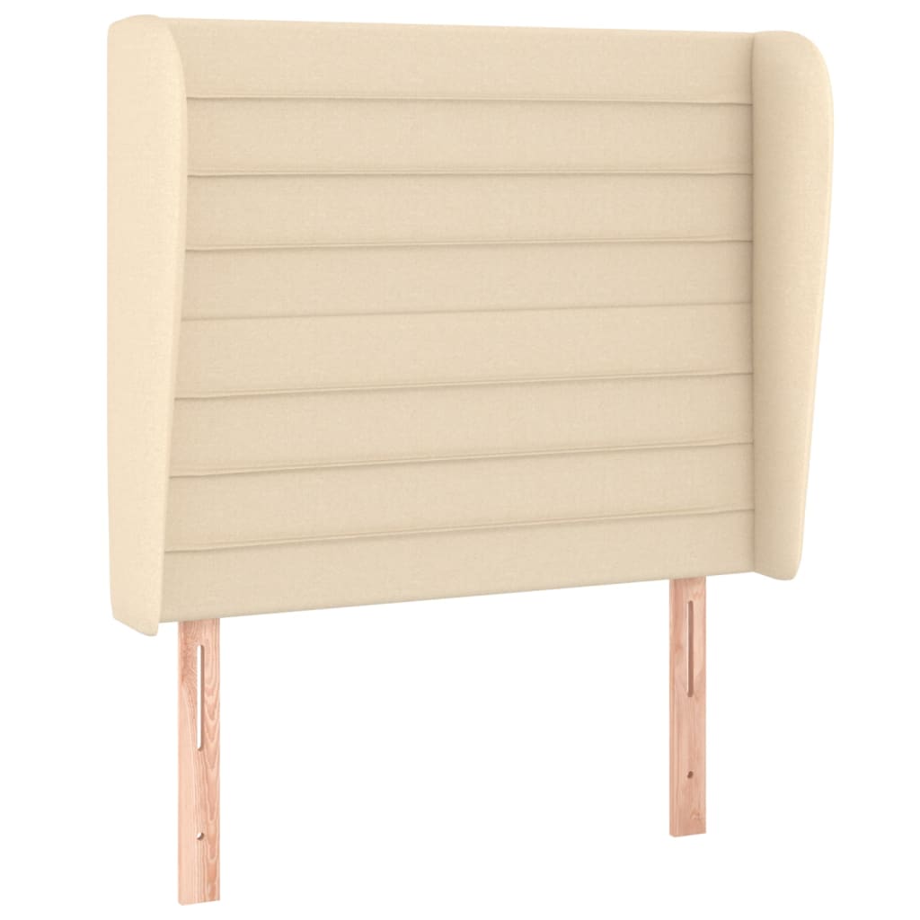sengegavl med kanter 103x23x118/128 cm stof cremefarvet