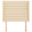 sengegavl med kanter 103x23x118/128 cm stof cremefarvet