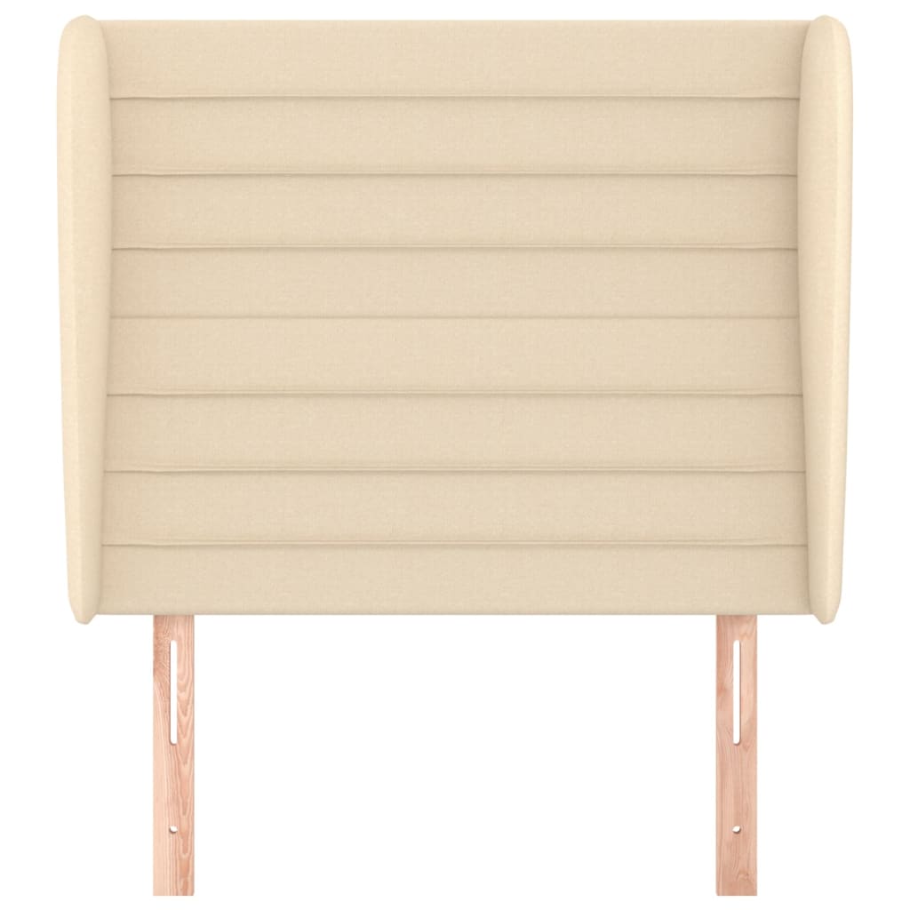 sengegavl med kanter 103x23x118/128 cm stof cremefarvet