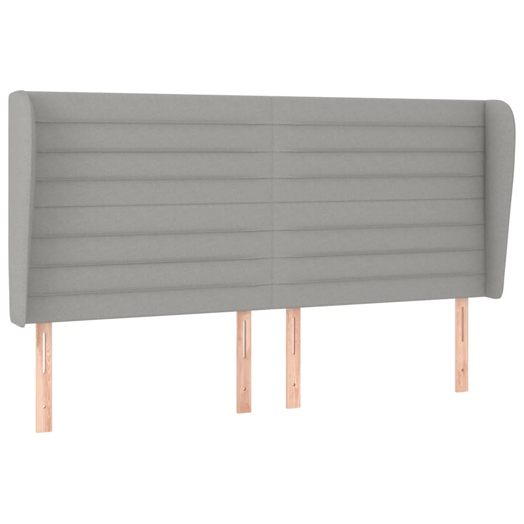sengegavl med kanter 183x23x118/128 cm stof lysegrå