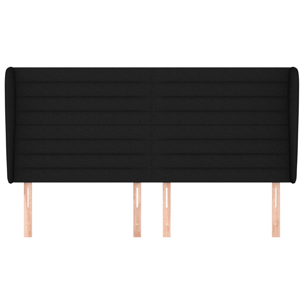 sengegavl med kanter 183x23x118/128 cm stof sort