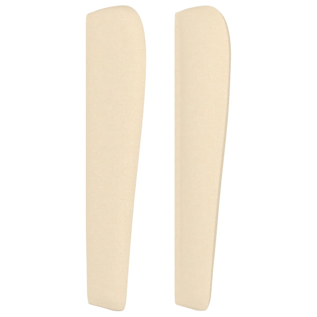 sengegavl med kanter 183x23x118/128 cm stof cremefarvet