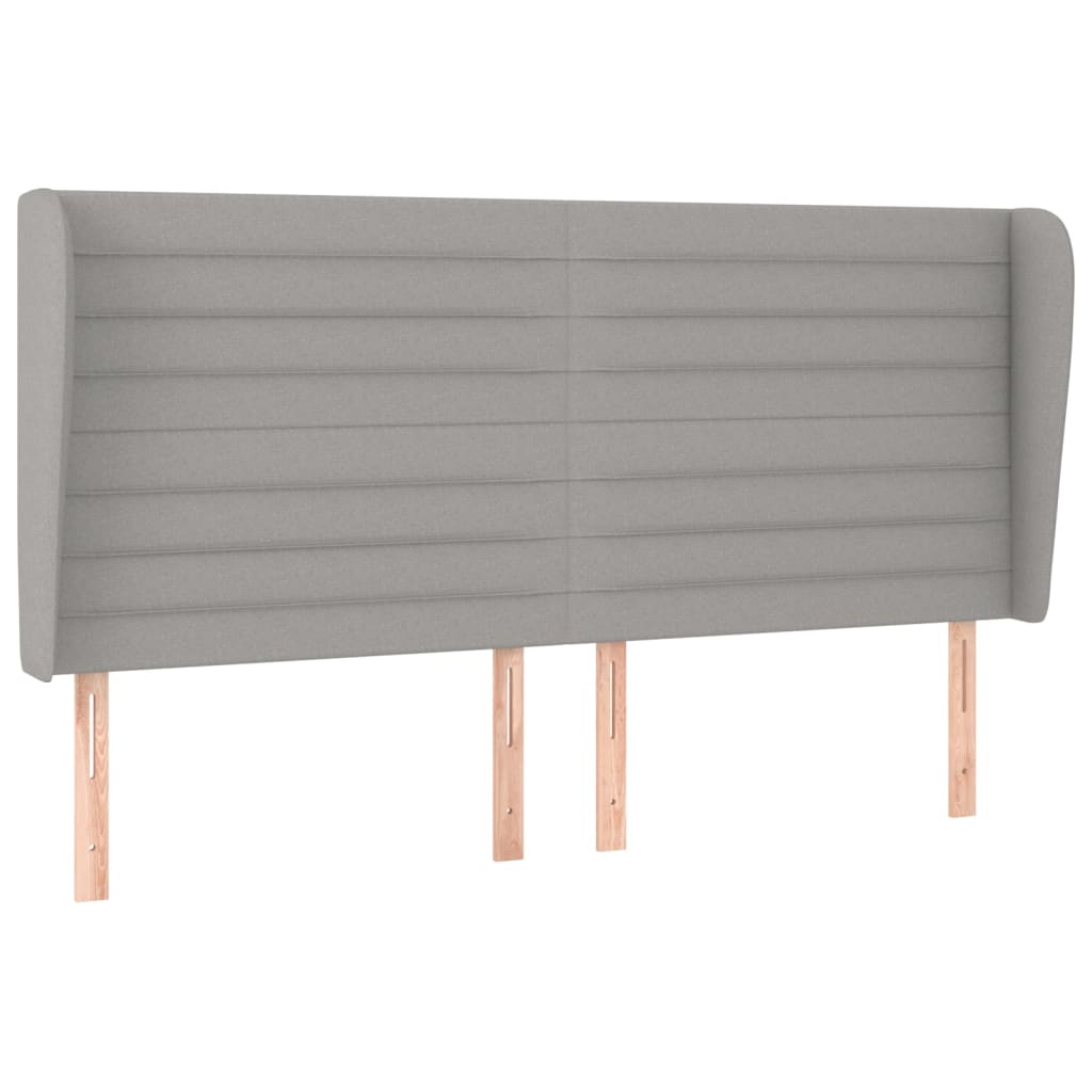 sengegavl med kanter 203x23x118/128 cm stof lysegrå