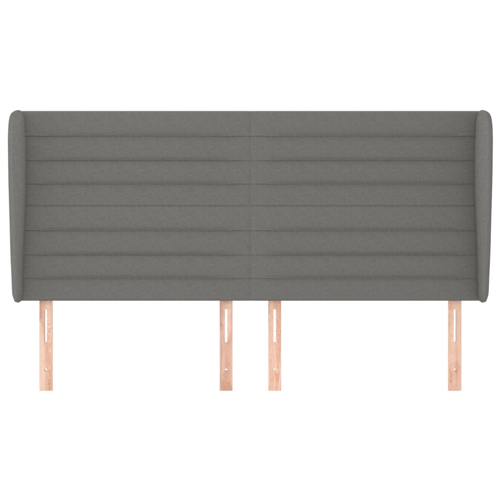 sengegavl med kanter 203x23x118/128 cm stof mørkegrå
