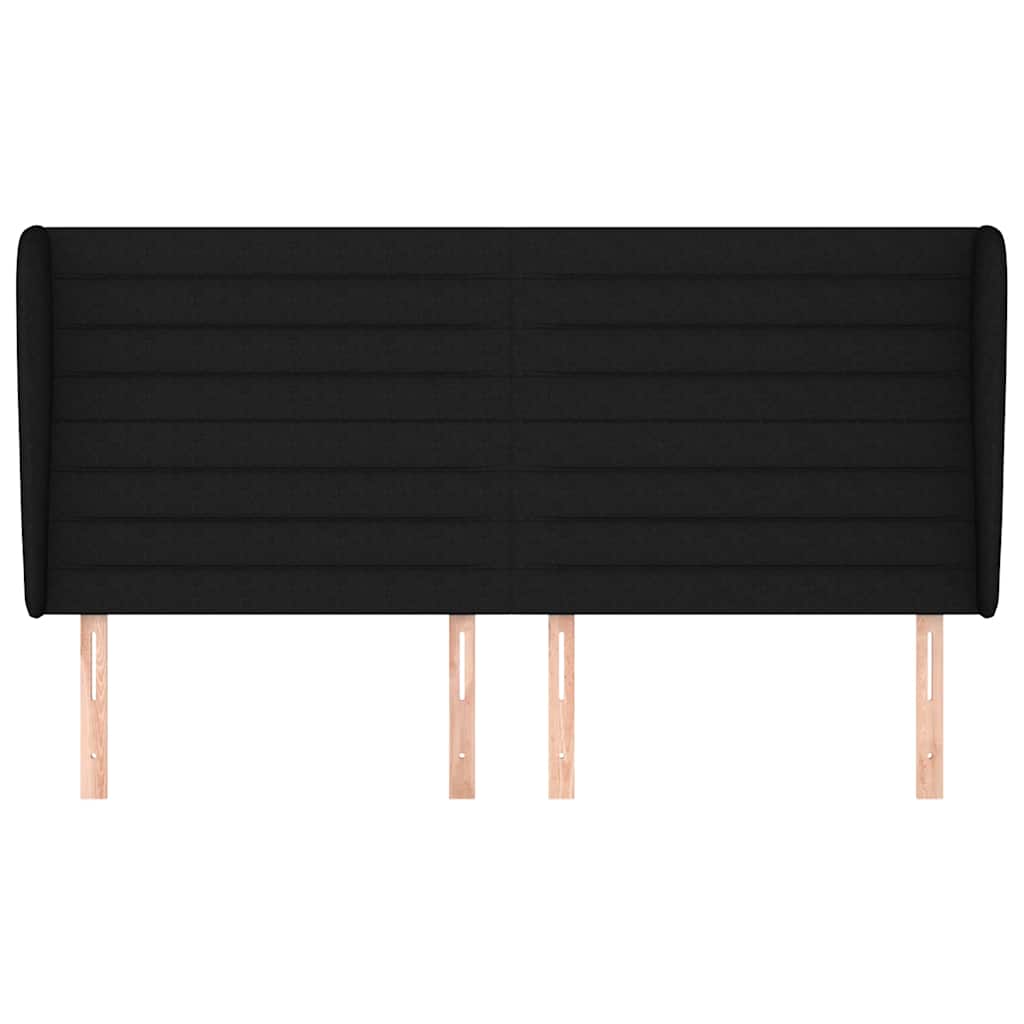 sengegavl med kanter 203x23x118/128 cm stof sort