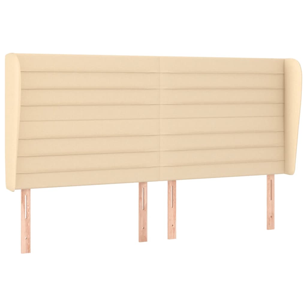sengegavl med kanter 203x23x118/128 cm stof cremefarvet