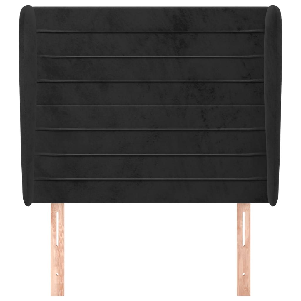 sengegavl med kanter 83x23x118/128 cm fløjl sort