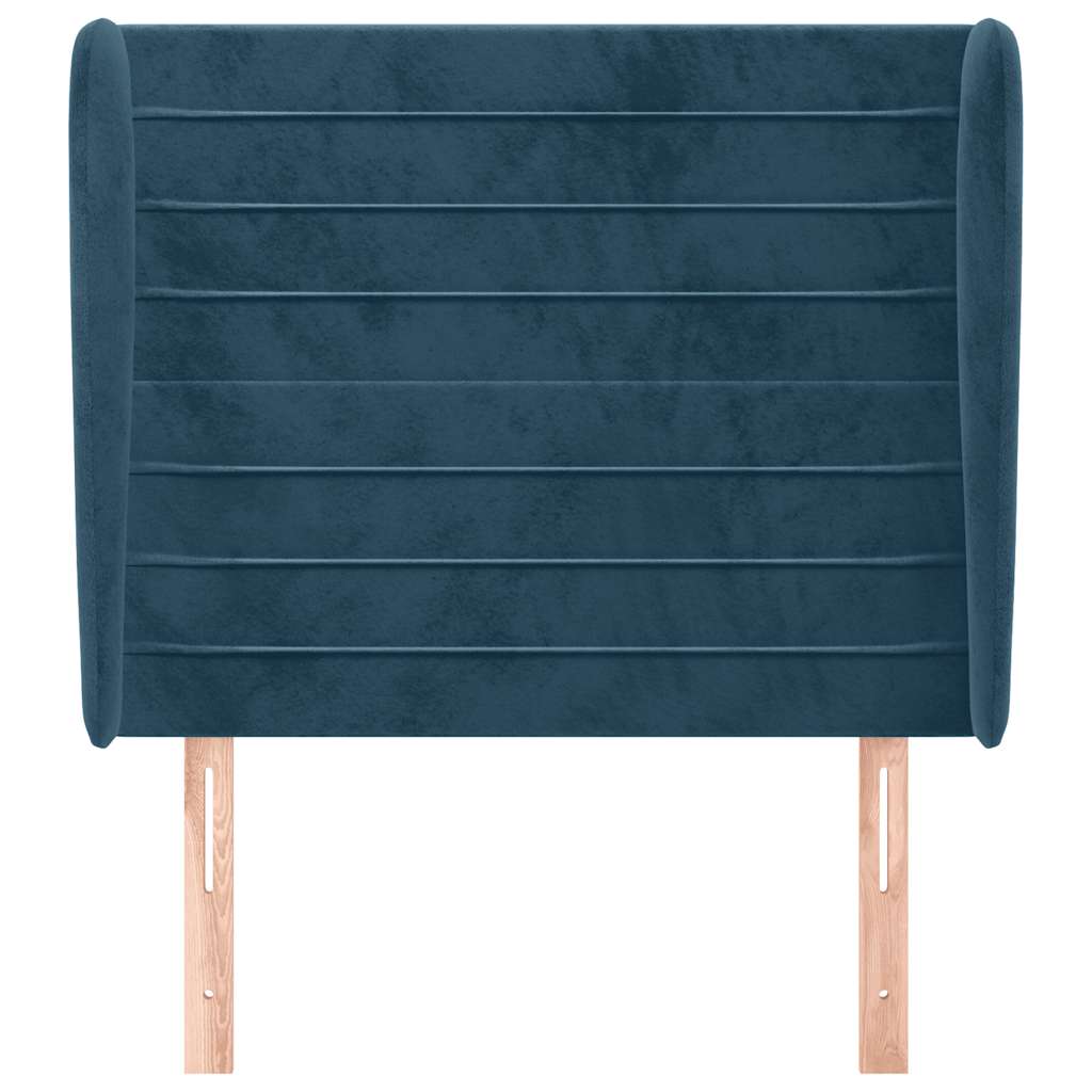 sengegavl med kanter 83x23x118/128 cm fløjl mørkeblå