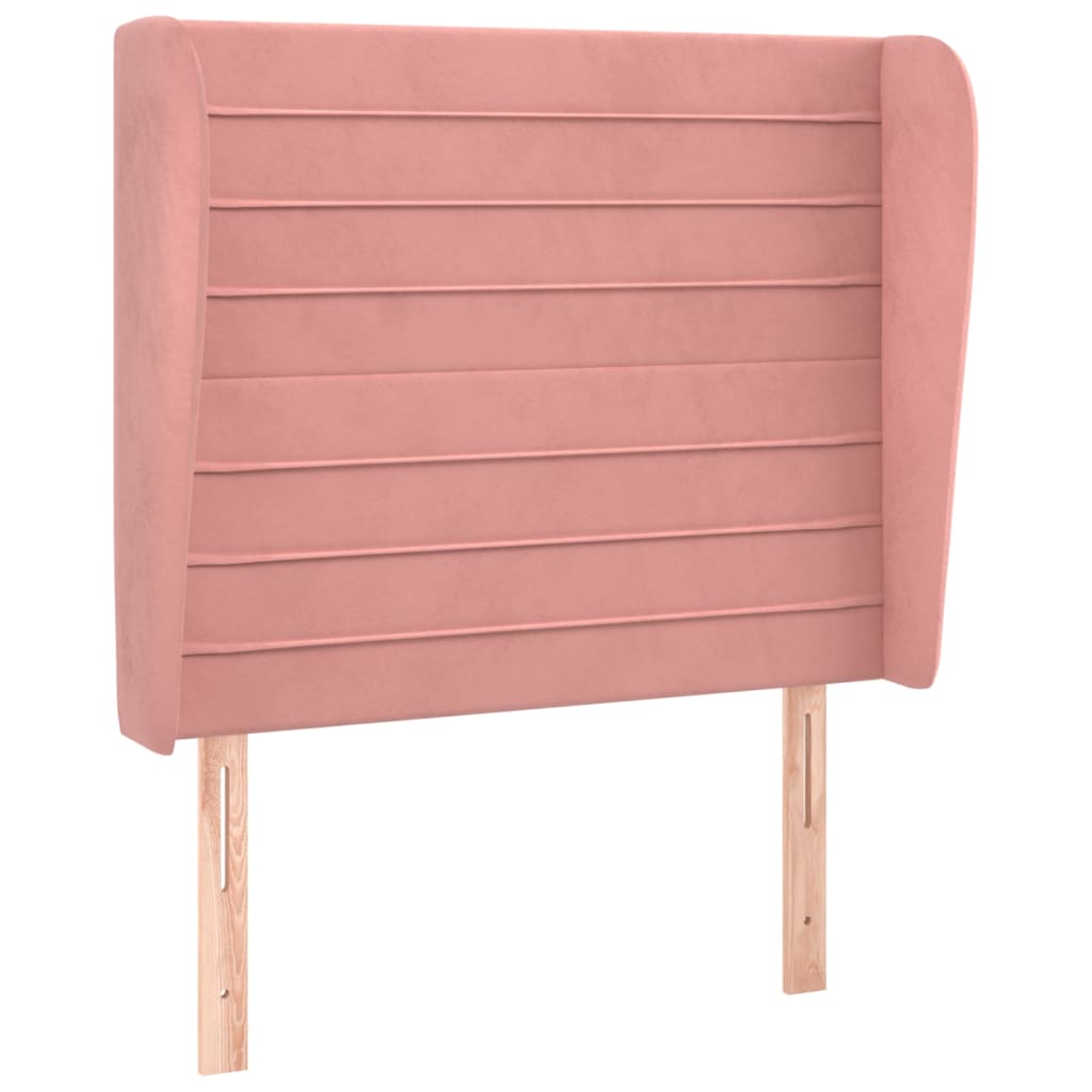 sengegavl med kanter 83x23x118/128 cm fløjl pink