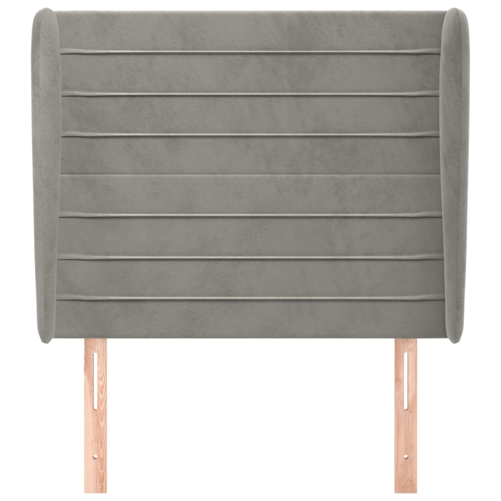 sengegavl med kanter 93x23x118/128 cm fløjl lysegrå