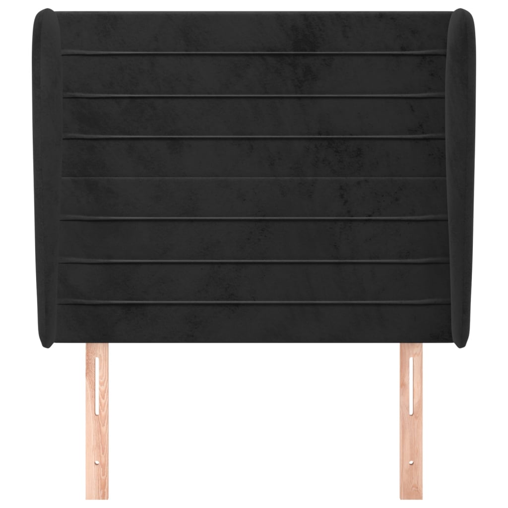 sengegavl med kanter 93x23x118/128 cm fløjl sort