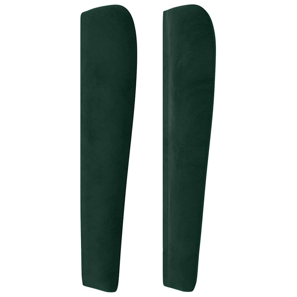 sengegavl med kanter 93x23x118/128 cm fløjl mørkegrøn