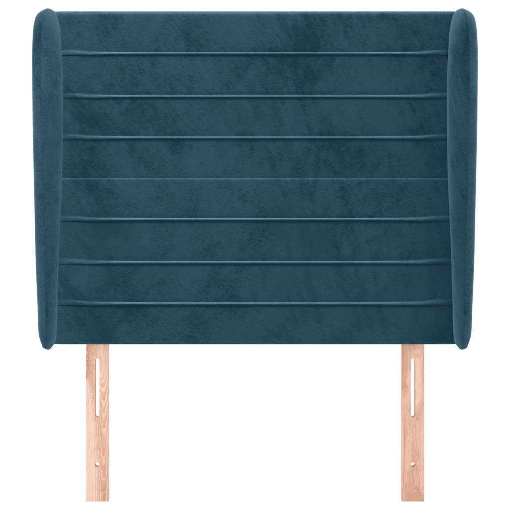 sengegavl med kanter 93x23x118/128 cm fløjl mørkeblå