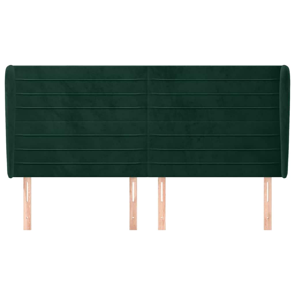 sengegavl med kanter 183x23x118/128 cm fløjl mørkegrøn