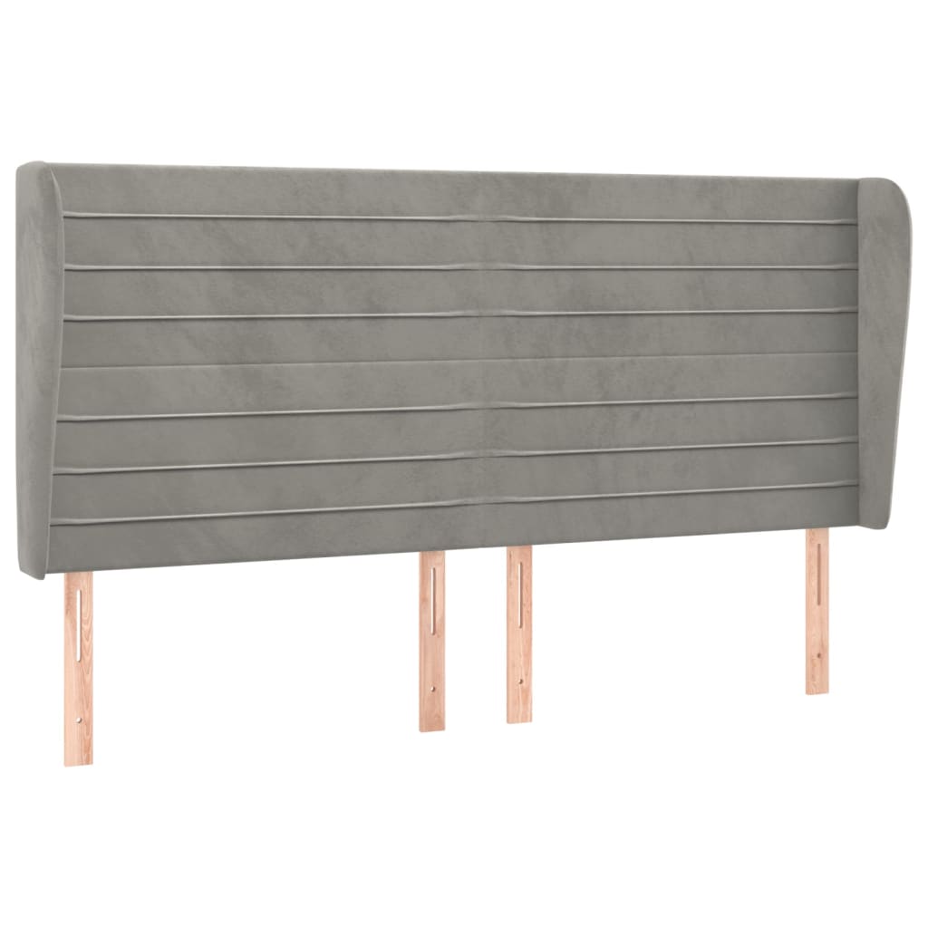 sengegavl med kanter 203x23x118/128 cm fløjl lysegrå