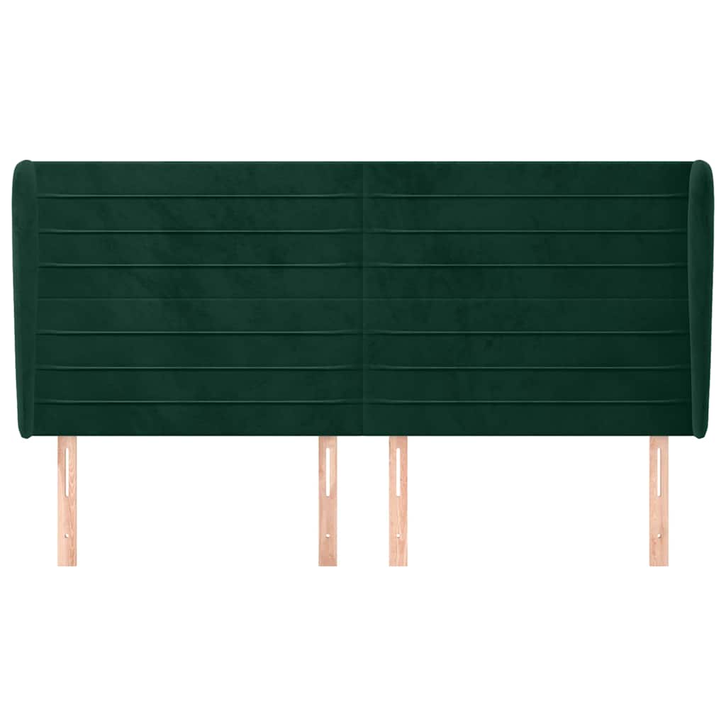 sengegavl med kanter 203x23x118/128 cm fløjl mørkegrøn