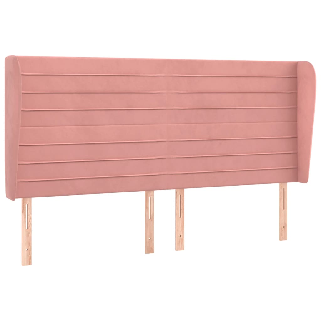 sengegavl med kanter 203x23x118/128 cm fløjl lyserød