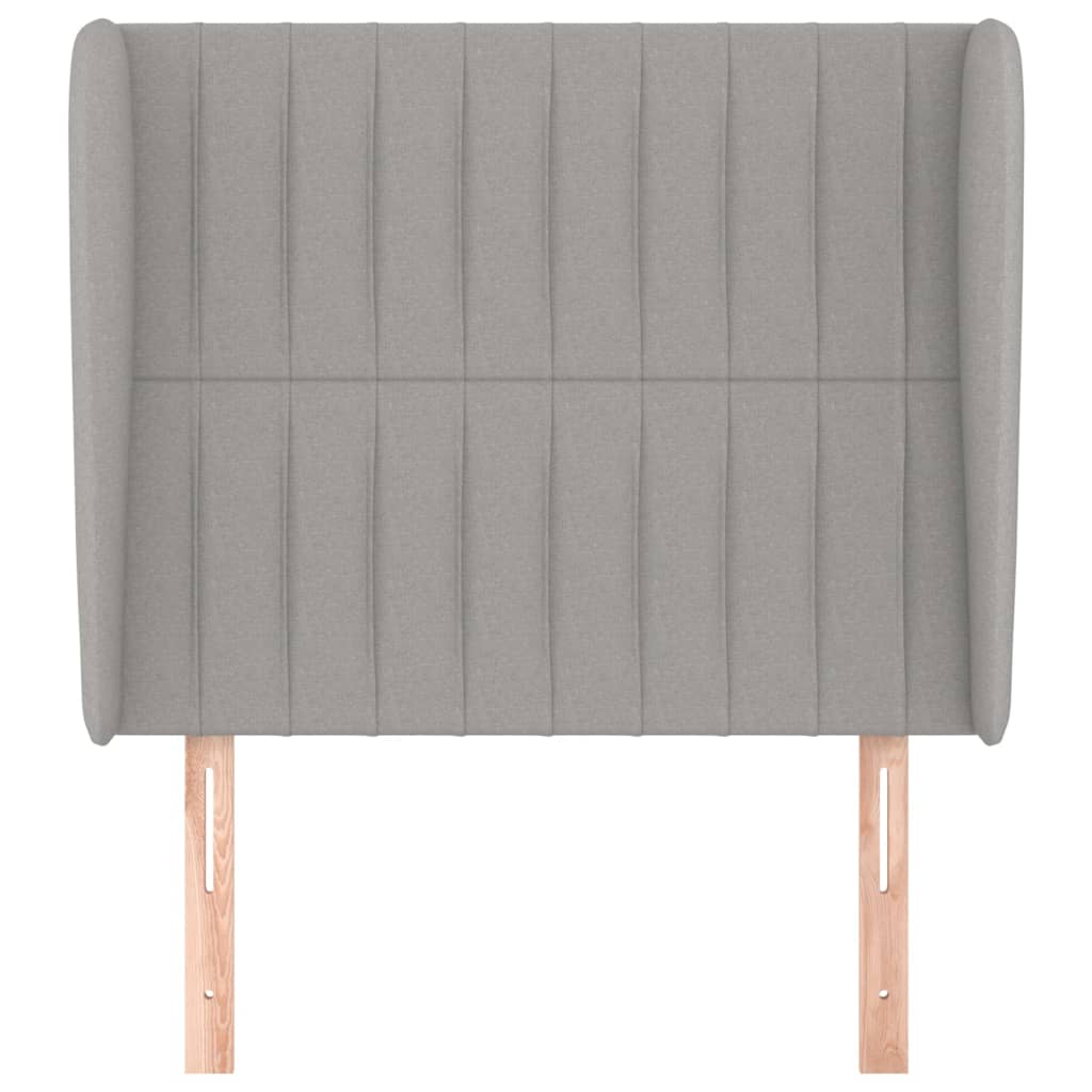 sengegavl med kanter 83x23x118/128 cm stof lysegrå