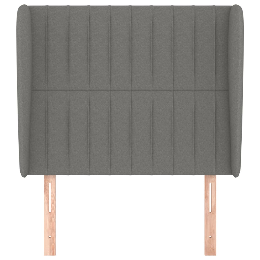sengegavl med kanter 83x23x118/128 cm stof mørkegrå