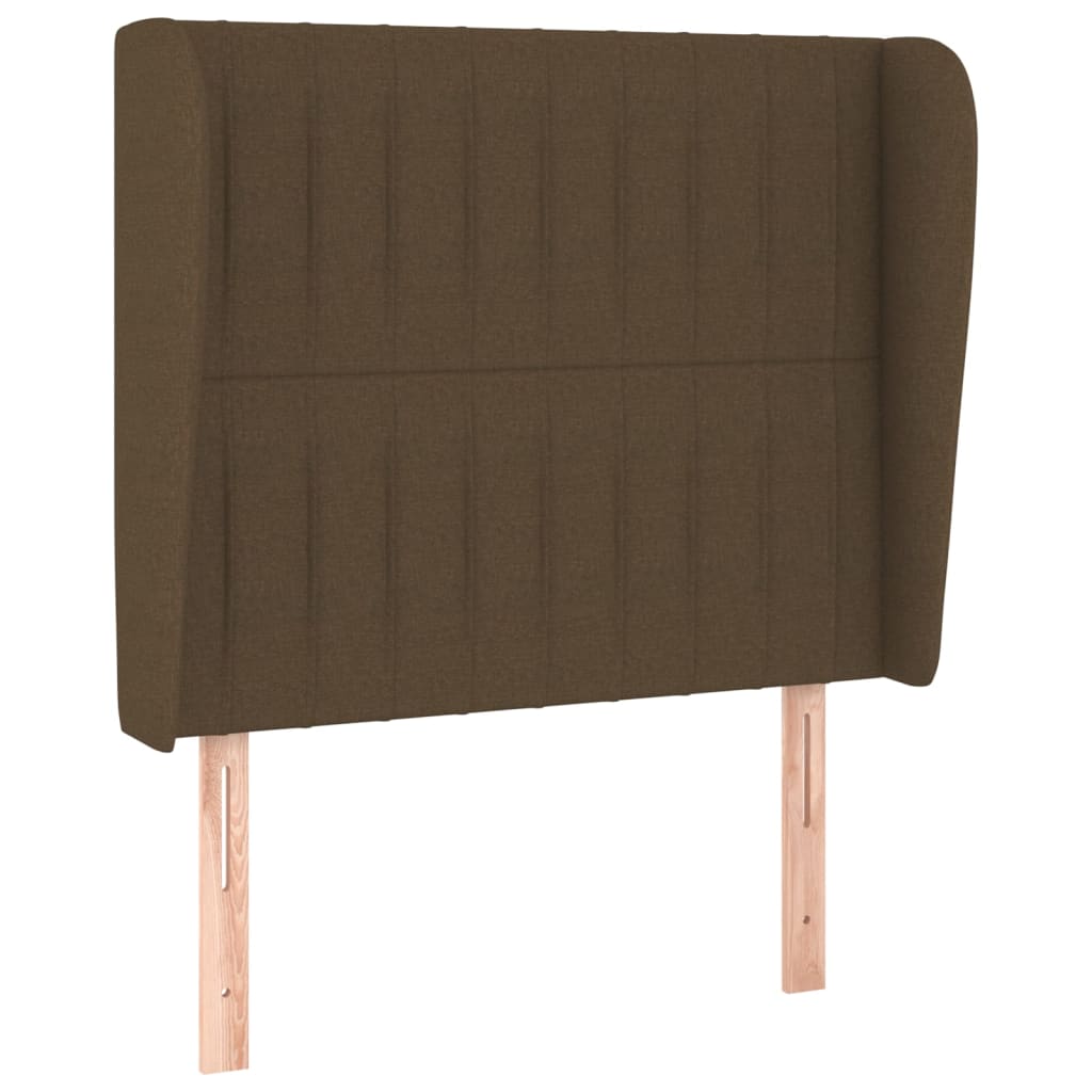 sengegavl med kanter 83x23x118/128 cm stof mørkebrun