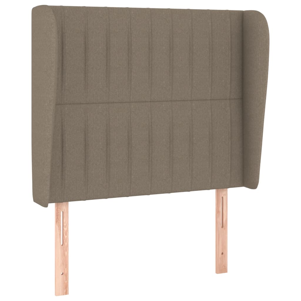 sengegavl med kanter 83x23x118/128 cm stof gråbrun