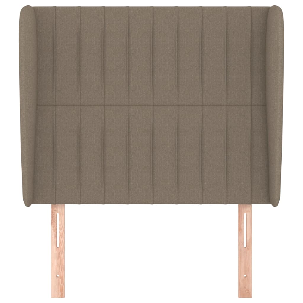 sengegavl med kanter 83x23x118/128 cm stof gråbrun