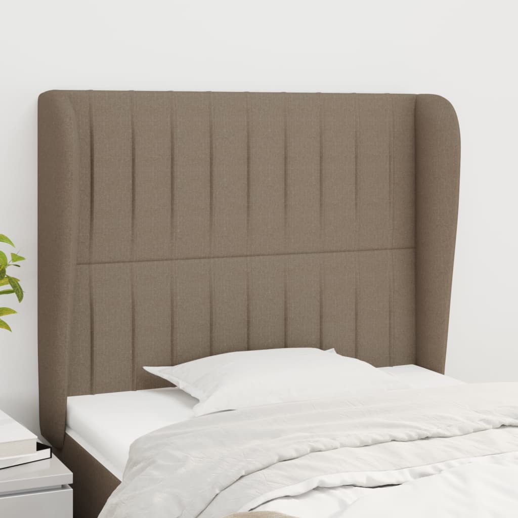 sengegavl med kanter 83x23x118/128 cm stof gråbrun