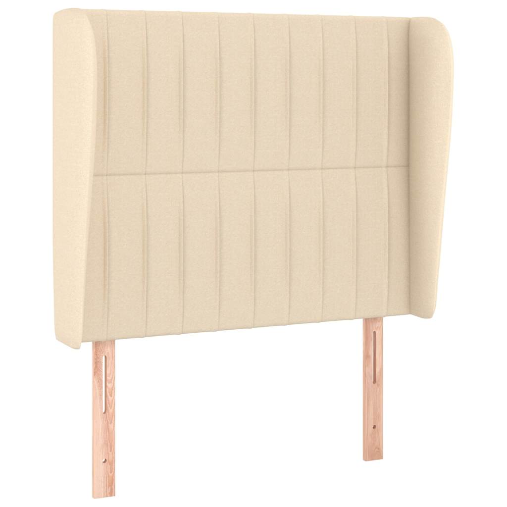 sengegavl med kanter 83x23x118/128 cm stof cremefarvet