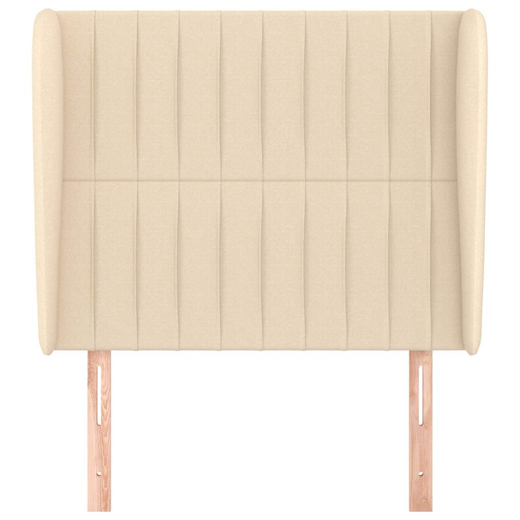 sengegavl med kanter 83x23x118/128 cm stof cremefarvet