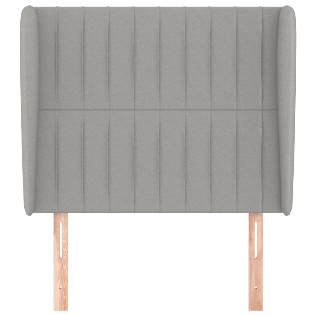 sengegavl med kanter 93x23x118/128 cm stof lysegrå