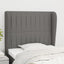 sengegavl med kanter 93x23x118/128 cm stof mørkegrå